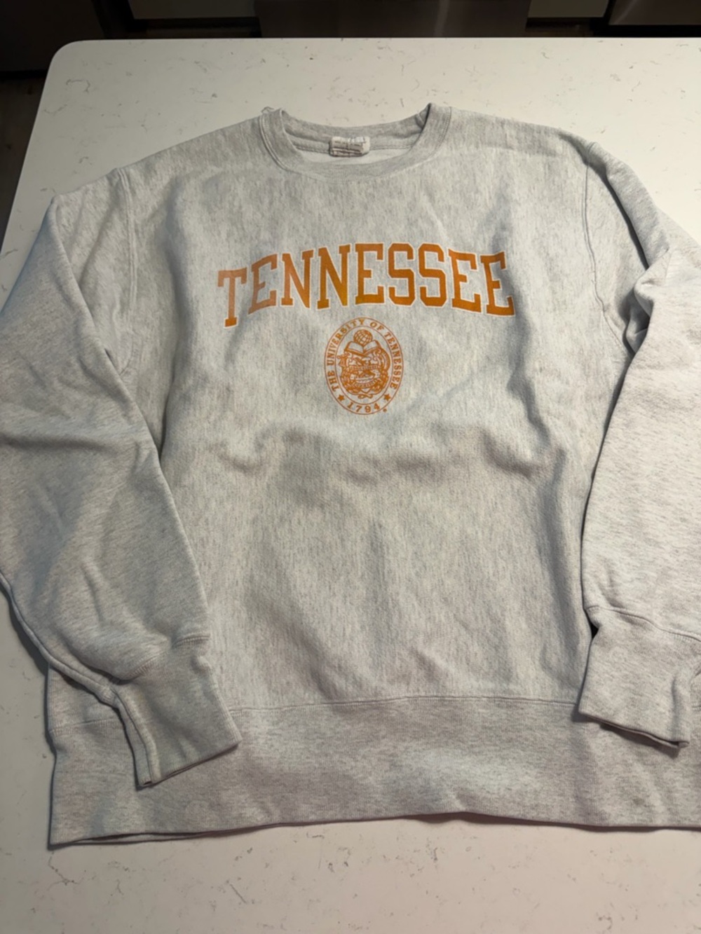 Champion Grey Crewneck Sweatshirt with Orange Tennessee Print